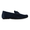 VERSACE NAVY SUEDE PENNY LOAFERS