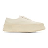 JIL SANDER OFF-WHITE CANVAS PLATFORM SNEAKERS