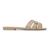 Saint Laurent Neutral Nu Pieds Patent Leather Flat Sandals In Pink