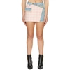 BALMAIN BLUE & PINK TWEED ASYMMETRICAL MINISKIRT