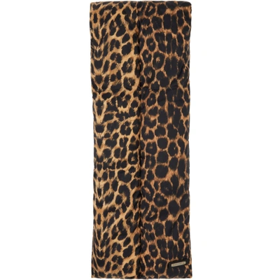 Saint Laurent Satin Leopard Puffer Scarf In Multicoloured