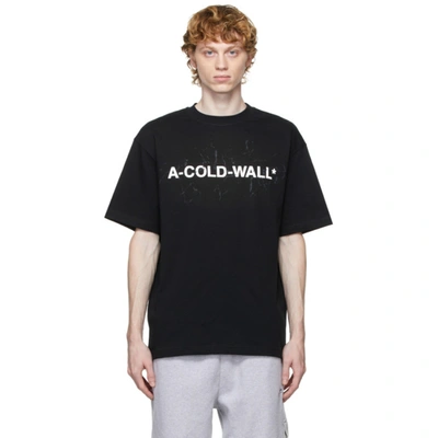 A-cold-wall* Logo印花棉质平纹针织t恤 In Nero