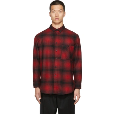 Saint Laurent 格纹长袖衬衫 In Red