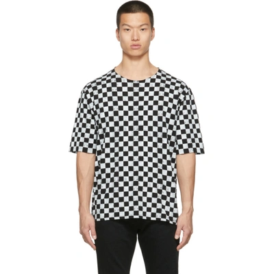 Saint Laurent Checked Organic Cotton-jersey T-shirt In Black