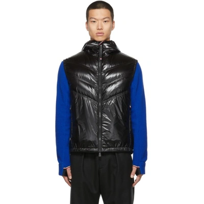Moncler Down Ripstop Salantin Hooded Waistcoat In Black