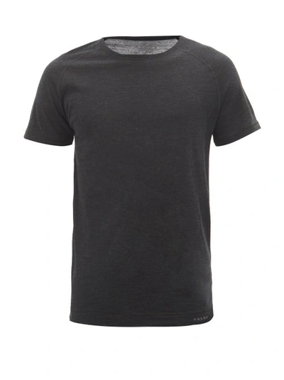 Falke Raglan-sleeve Wool-blend Jersey T-shirt In Black