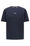 Hugo Boss Relaxed Fit T Shirt In Stretch Cotton With Logo Print In Dark Blue