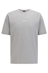 Hugo Boss Relaxed-fit T-shirt In Stretch Cotton With Logo Print- Light Grey Men's T-shirts Size 2xl