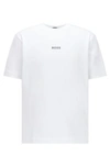 Hugo Boss Relaxed Fit T Shirt In Stretch Cotton With Logo Print In White