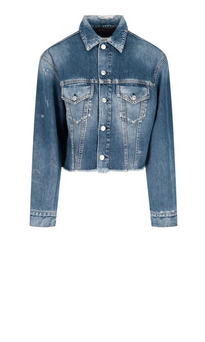 Victoria Beckham Oversized Cropped Denim Jacket In Black