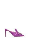 Giannico Daphne 85 Satin Mules In Fuchsia