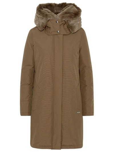 Woolrich Brown Cotton Blend Bow Bridge Parka