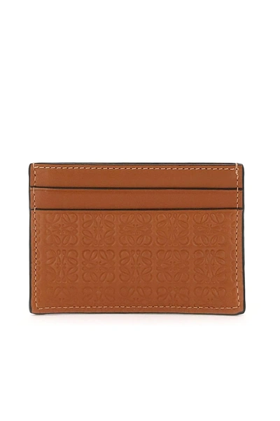 Loewe Repeat Embossed Leather Credit Card Holder In Brown