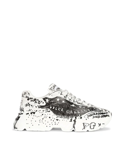Dolce & Gabbana 30mm Dg Next Daymaster Leather Sneakers In Black,white