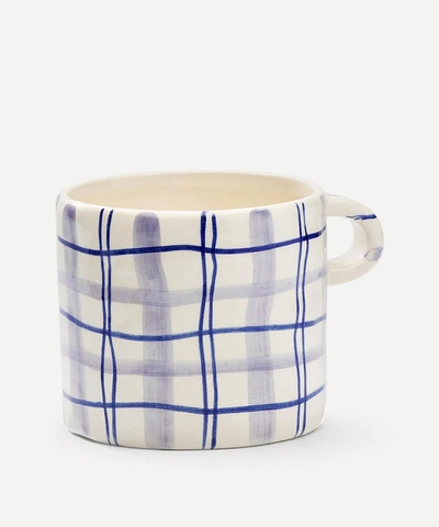 Anna + Nina Country Love Checked-pattern Ceramic Mug 10cm In Assorted