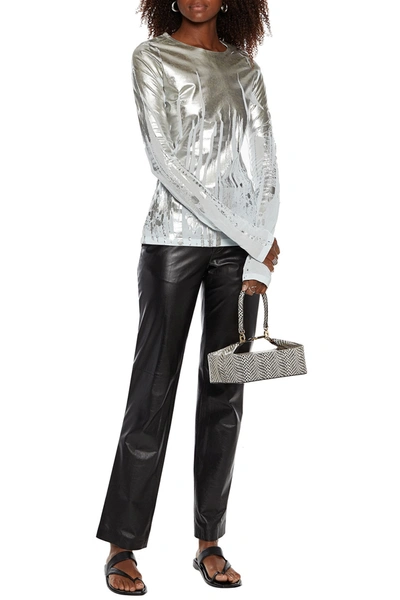 Acne Studios Metallic Coated Knitted Top In Silver