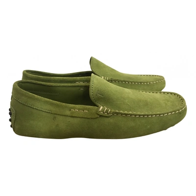 Pre-owned Tod's Gommino Flats In Green
