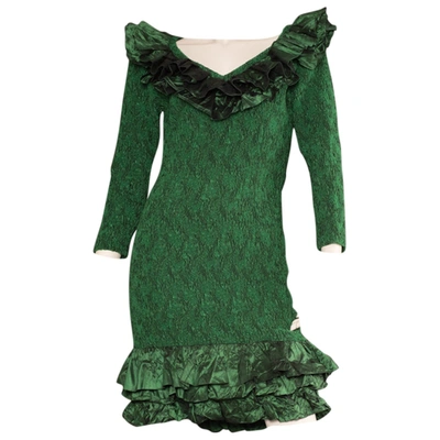 Pre-owned Guy Laroche Silk Mini Dress In Green