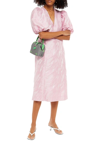 knee length dresses for ladies Garden Serenade Floral Jacquard Midi Dress S / Pink