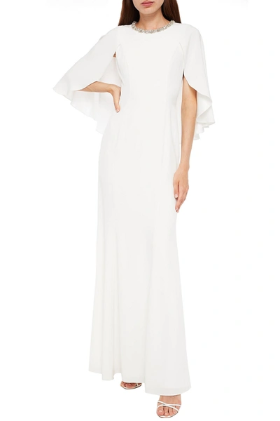 Jenny Packham Lotus Cape-back Crystal-embellished Cady Bridal Gown In Ivory