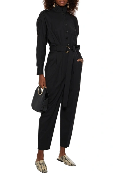 Proenza Schouler Belted Wool-blend Twill Jumpsuit In Black