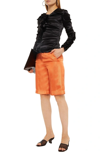 Acne Studios Pleated Stretch-satin Top In Black