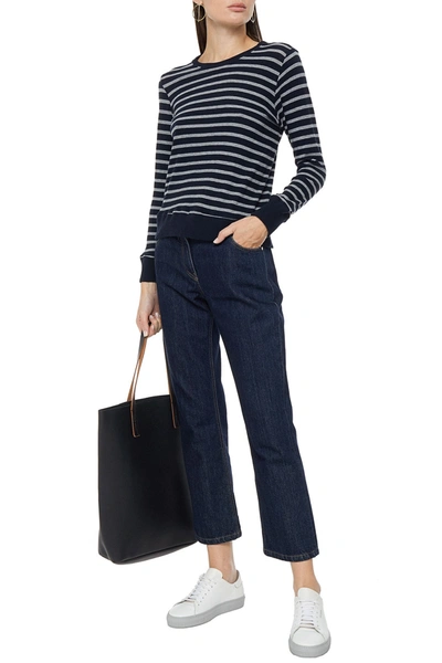 Enza Costa Striped Cotton And Cashmere-blend Jersey Top In Multi