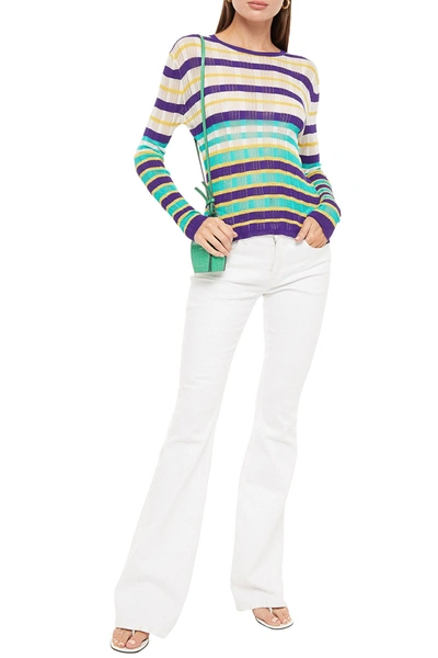 Etro Striped Ribbed-knit Jumper In Purple