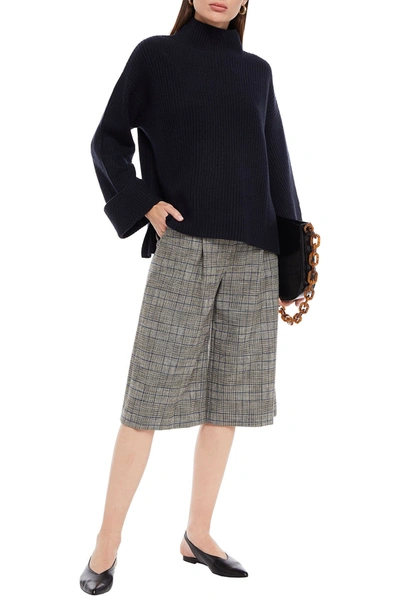 N•peal Ribbed Cashmere Turtleneck Jumper In Navy
