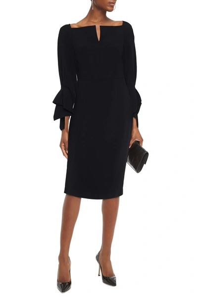 Roland Mouret Pleated Crepe Midi Dress In Black