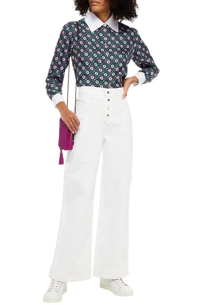 Sandro X Clara Luciani High-rise Wide-leg Jeans In White