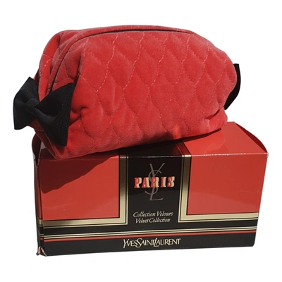 Pre-owned Saint Laurent Velvet Clutch Bag In Red