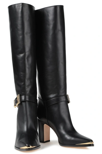 Alberta Ferretti Buckle-embellished Leather Boots In Black