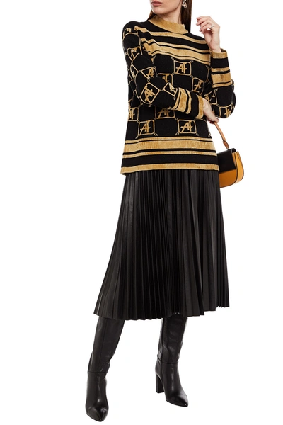 Alberta Ferretti Jacquard-knit Wool Jumper In Black