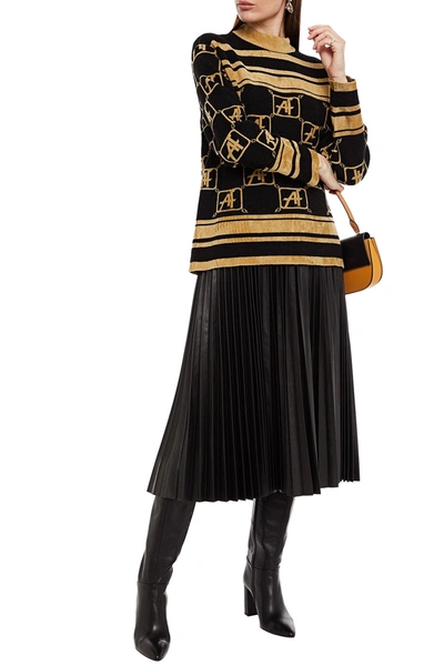 Alberta Ferretti Jacquard-knit Wool Sweater In Black