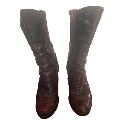 Pre-owned Just Cavalli Patent Leather Boots In Burgundy