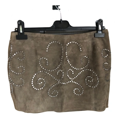 Pre-owned Haute Hippie Leather Mini Skirt In Green