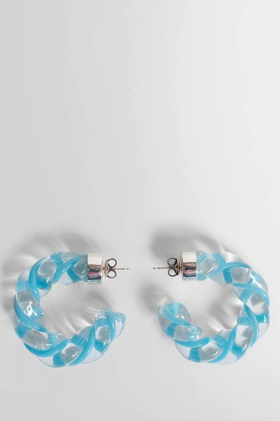 Bottega Veneta Twist Glass And Sterling-silver Hoop Earrings In Blue