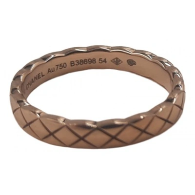 Pre-owned Chanel Coco Crush Pink Gold Ring In Beige