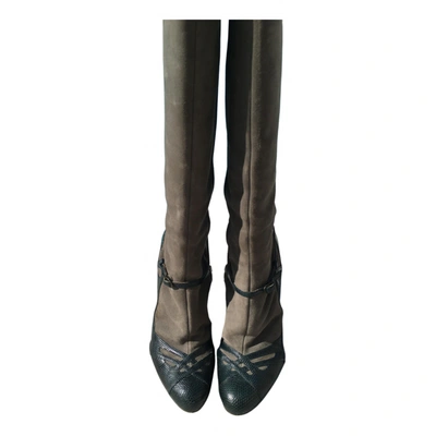 Pre-owned Nina Ricci Leather Boots In Green