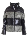 Moncler Erine Quilted Coated-tweed And Shell Down Jacket In Black