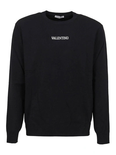 Valentino Mens Black Avorio Logo-print Crewneck Stretch-woven Jumper M