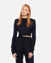 Rotate Birger Christensen Hayley Cropped Knitted Top In Blue