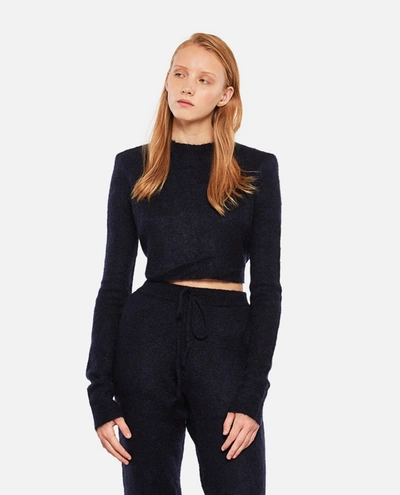Rotate Birger Christensen Hayley Cropped Knitted Top In Blue