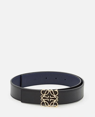 Loewe Reversible Anagram Leather Belt In Black