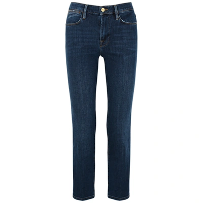 Frame Le Garcon Cropped Slim Boyfriend Jeans In Dark Blue