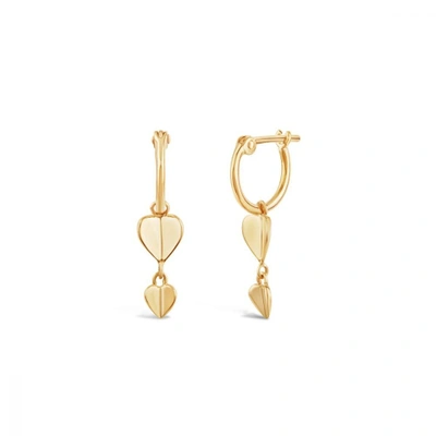 Dinny Hall 10ct Gold Bijou Folded Heart Drop Hoop Earrings