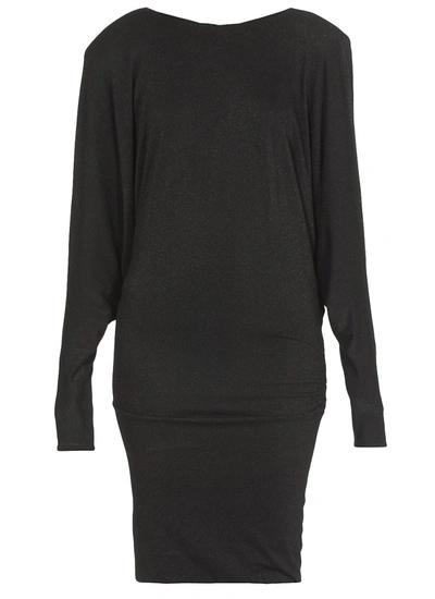 Alexandre Vauthier Wide Shoulder Glittered Dress In Black