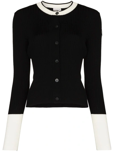 Moncler Ribbed-knit Wool Cardigan In Black