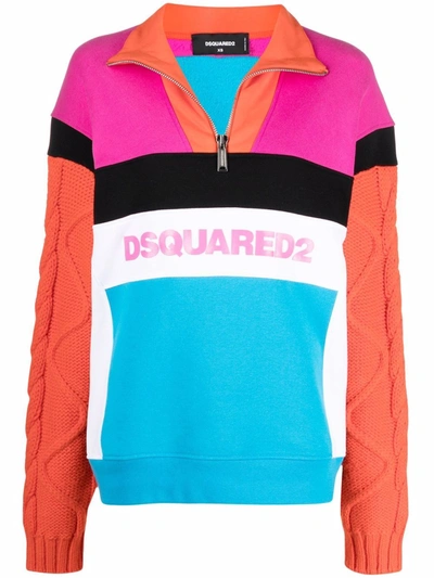 Dsquared2 Colour-block Sweatshirt In 粉色